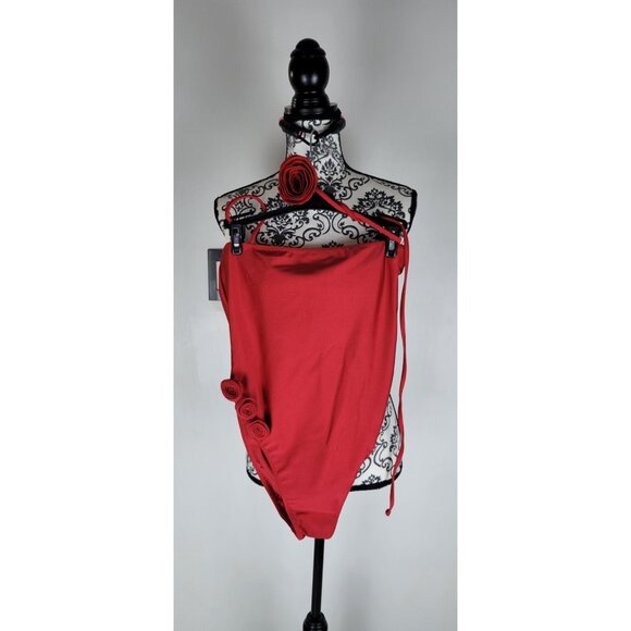 SAME LOS ANGELES One Piece Swimsuit Womens Color Red Large Flower - Picture 4 of 11